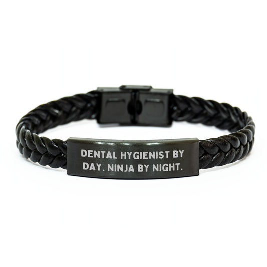 Dental Hygienist Gifts, Interlaced Leather Bracelet, Funny Quote - Gifts from Dad to Men, Unique Father's Day Unique Gifts for Him - Image 1