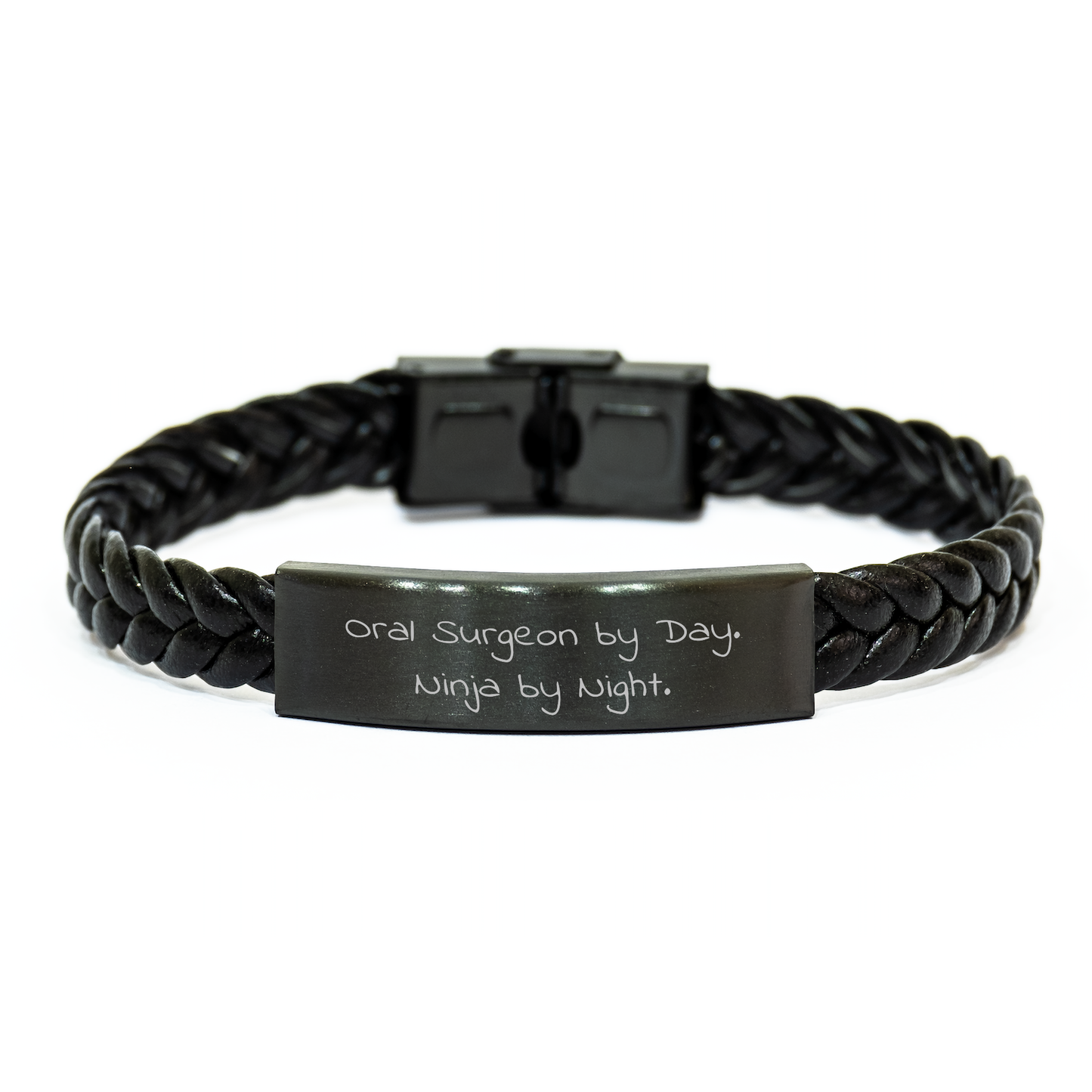 Oral Surgeon Gifts from Friends, Unique Interlaced Leather Bracelet for Oral Surgeon By Day. Ninja By Night., Graduation Unique Gifts - Image 1