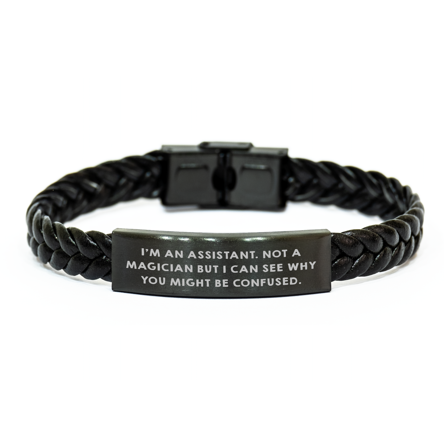 Funny Assistant Gifts for Men from Friends - Interlaced Leather Graduation Unique Accessories, Not a Magician - Image 1