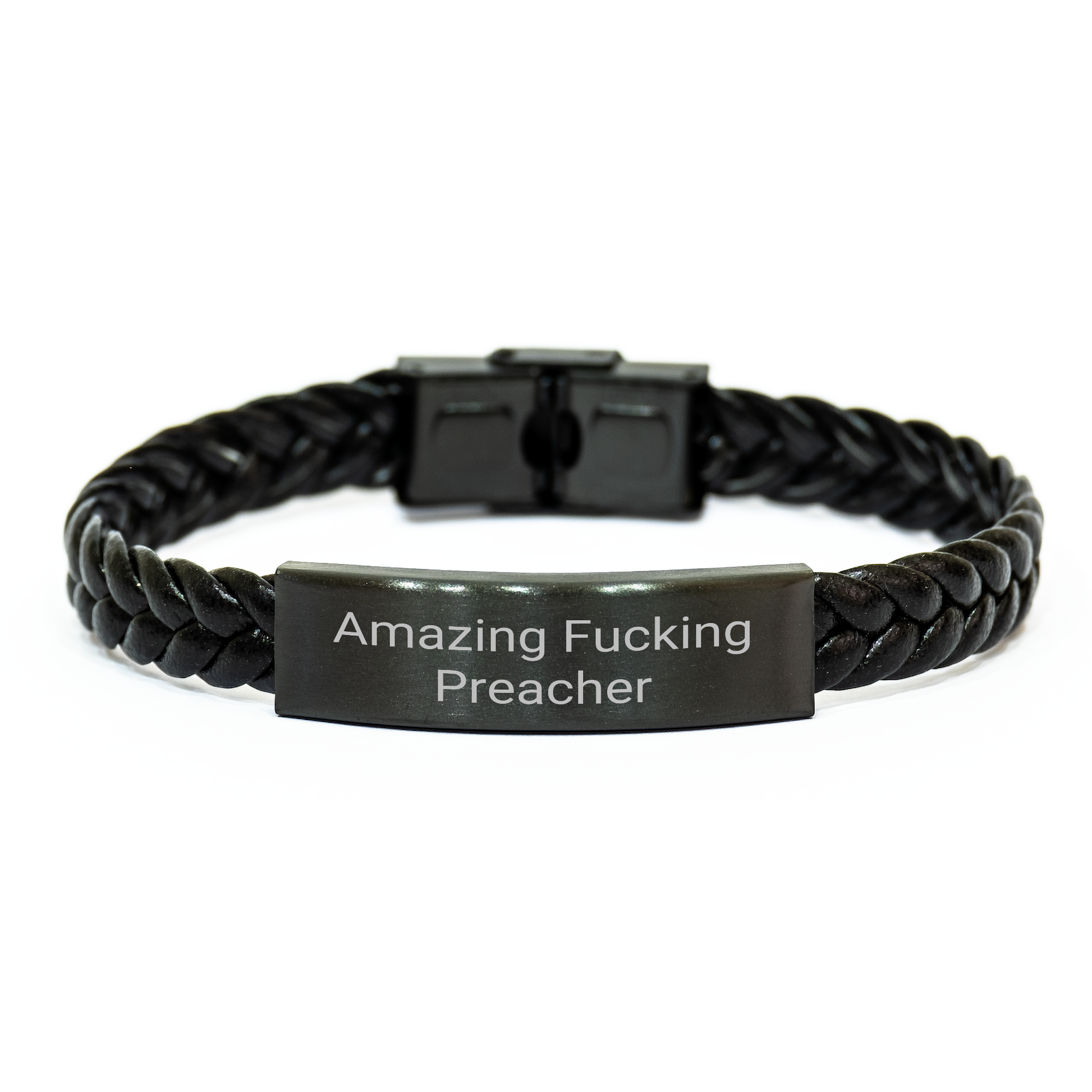 Funny Preacher Gifts from Friends to Preacher Interlaced Leather Brac, Preacher Quotes, Graduation Unique Gifts - Image 1