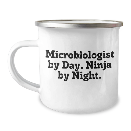Microbiologist Ninja Gifts from Men, Unique Camping Mug for Father's Day, 'Microbiologist By Day. Ninja By Night.' Quote - Image 1