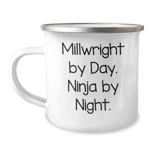 Millwright Gifts: Funny Camping Mug for Dad's Special Day - 'Millwright By Day. Ninja By Night.' - Image 1