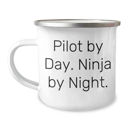 Pilot Gifts from Men - Pilot By Day. Ninja By Night. Camping Mug for Dad on Father's Day - Image 1