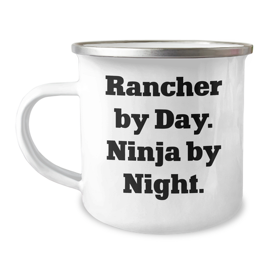Rancher Gifts from Men, Funny Camping Mug for Rancher By Day, Ninja By Night., Unique Gifts for Father's Day - Image 1