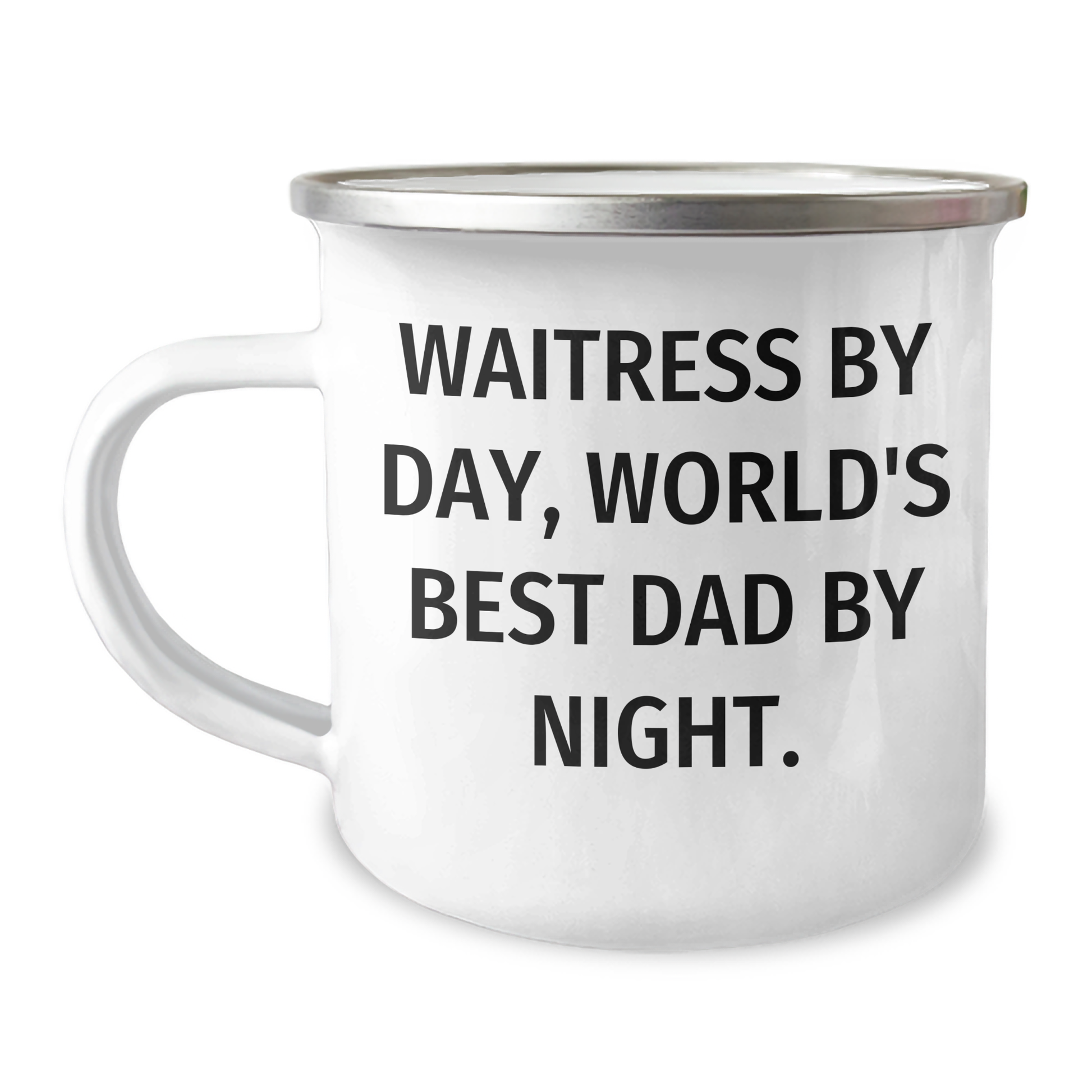 Waitress By Day, World's Best Dad By Night. Funny Camping Mug Gifts from Men to Waitress for Graduation - Image 1