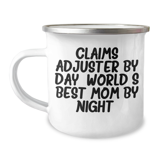 Claims Adjuster Gifts from Family - Funny Camping Mug for Claims Adjuster By Day, World's Best Mom By Night. Graduation Unique Gifts - Image 1
