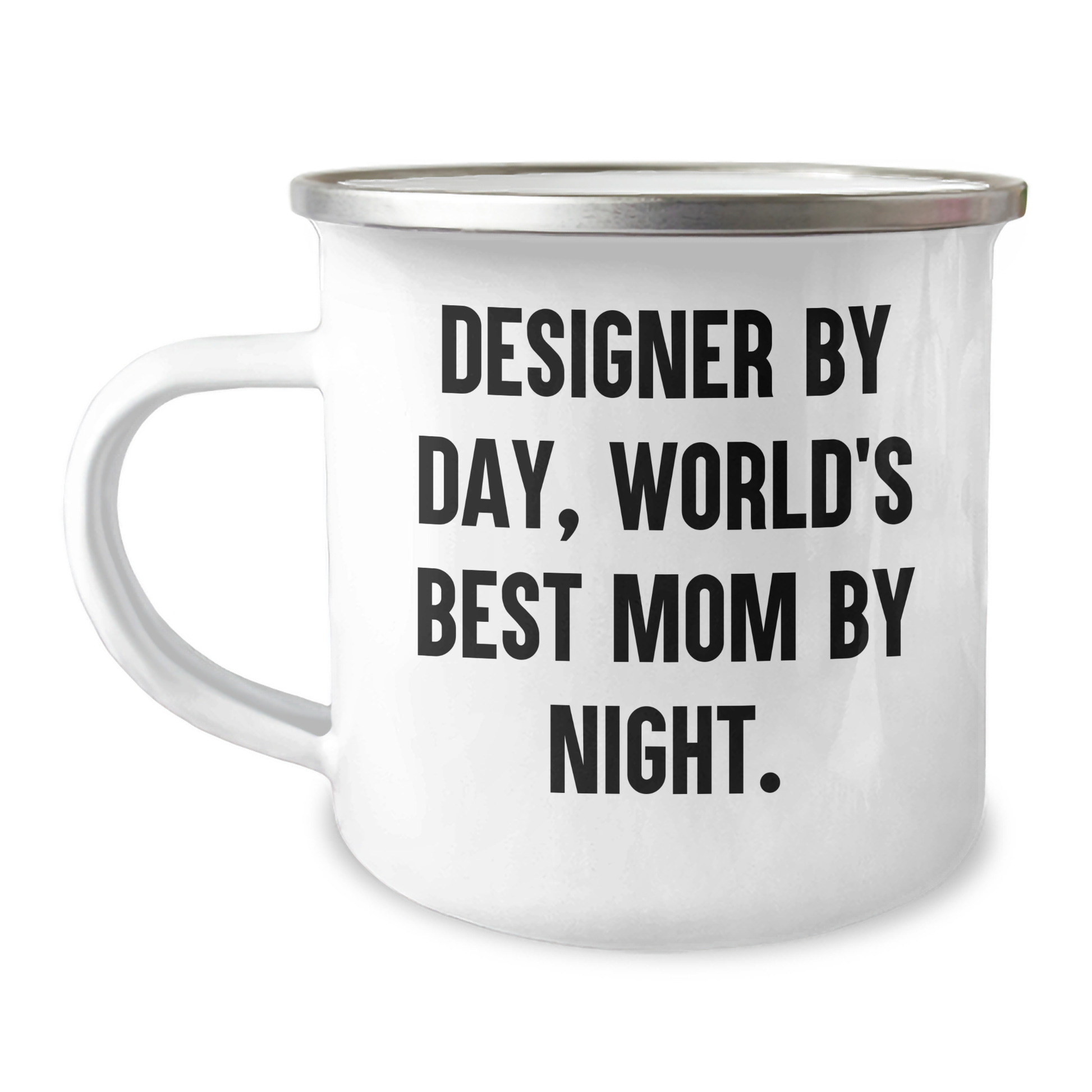 Funny Designer Gifts for Dad, 'Designer By Day, World's Best Mom By Night.' Camping Mug, Gifts from Family for Father's Day - Image 1