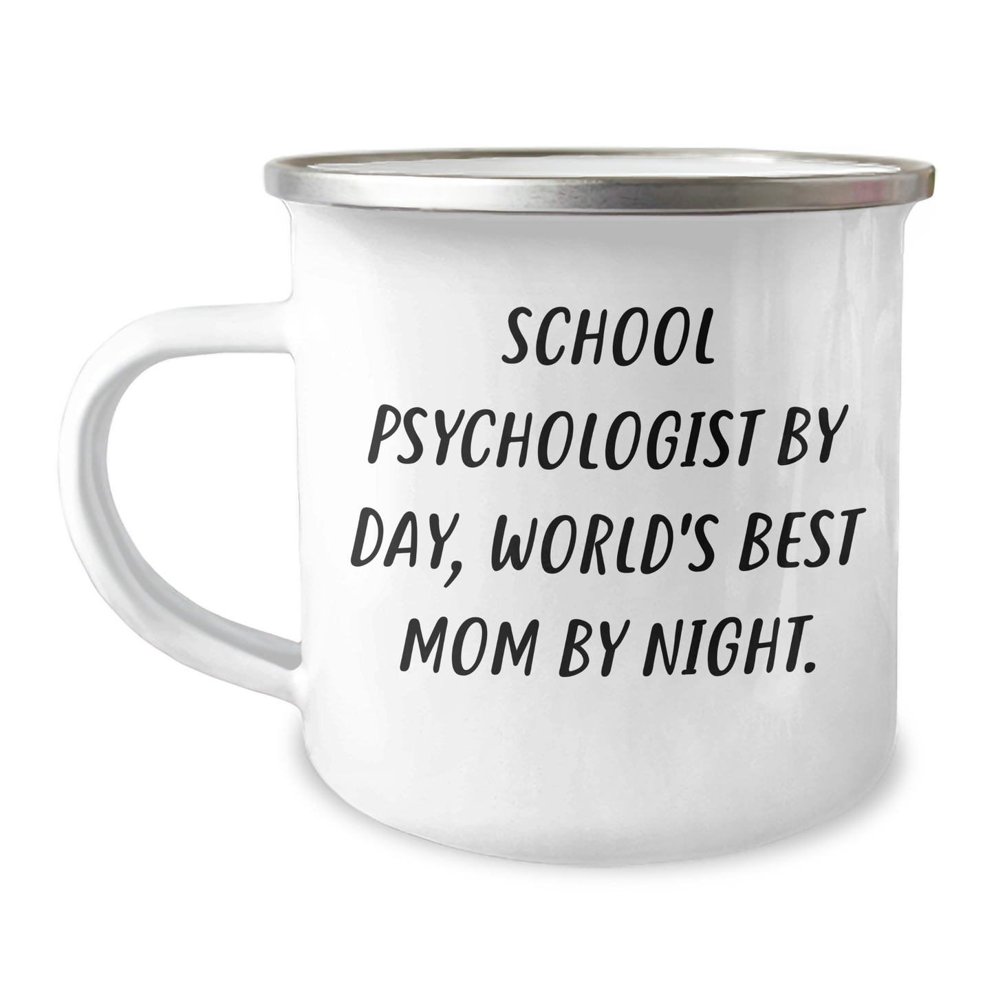 School Psychologist Gifts, Funny Camping Mug, 'School Psychologist By Day, World's Best Mom By Night.' - Gifts from Men to School Psychologist for Father's Day - Image 1