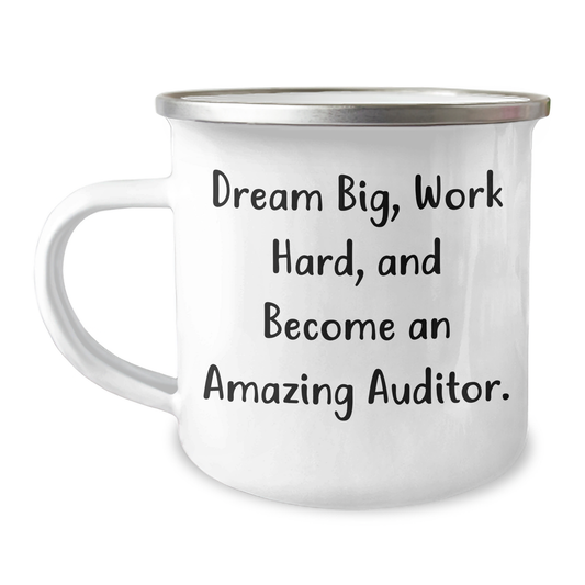 Auditor Gifts from Friends, Inspirational Camping Mug for Graduation, 'Dream Big, Work Hard, And Become An Amazing Auditor.' - Image 1