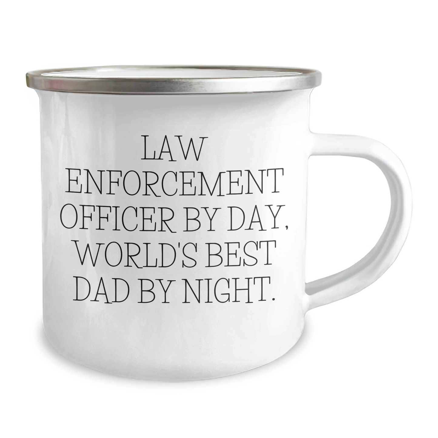Funny Law Enforcement Officer Gifts - 'Law Enforcement Officer By Day, World's Best Dad By Night.' Camping Mug for Father's Day - Image 2