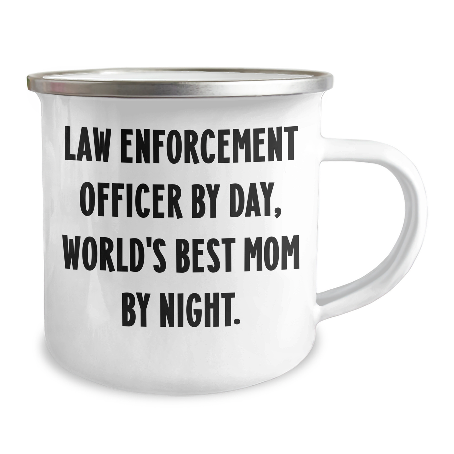 Law Enforcement Officer Gifts, Funny Camping Mug for Graduation - 'Law Enforcement Officer By Day, World's Best Mom By Night.' from Mom to Law Enforcement Officer - Image 2