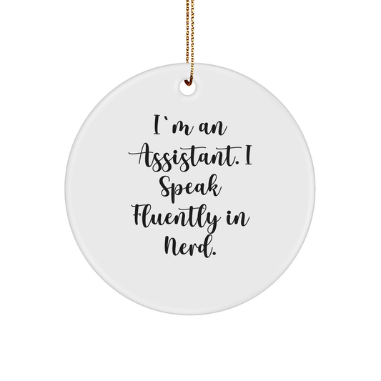 Gifts from Friends for Assistants - I'm An Assistant. I Speak Fluently In genius. - Circle Ornament - Unique Christmas Unique Gift - Image 1