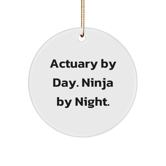 Actuary Gifts by Day, Ninja Ornaments by Night - Funny Circle Ornament for Christmas - Image 1