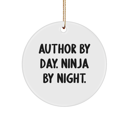 Author By Day Ninja By Night Circle Ornament Gifts from Friends for Christmas - Image 1