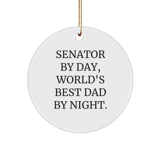 Senator Gifts, Christmas Unique Gifts from Senator By Day, World's Best Dad By Night. - Circle Ornament - Image 1