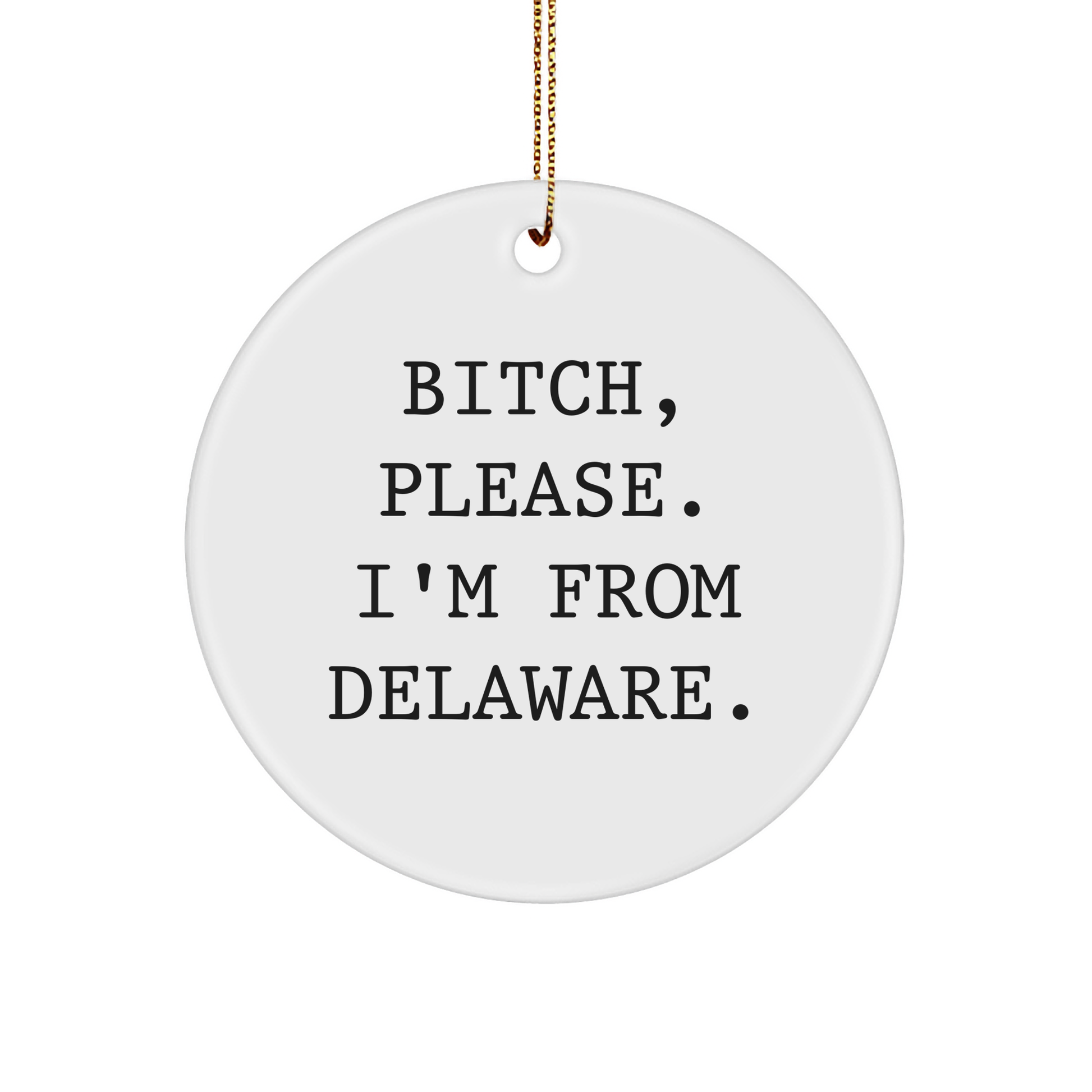 Delaware Circle Ornament, Funny Quote Lover Gifts, B-tch Please I'm From Delaware Christmas Ornament, Gifts for Women - Image 1