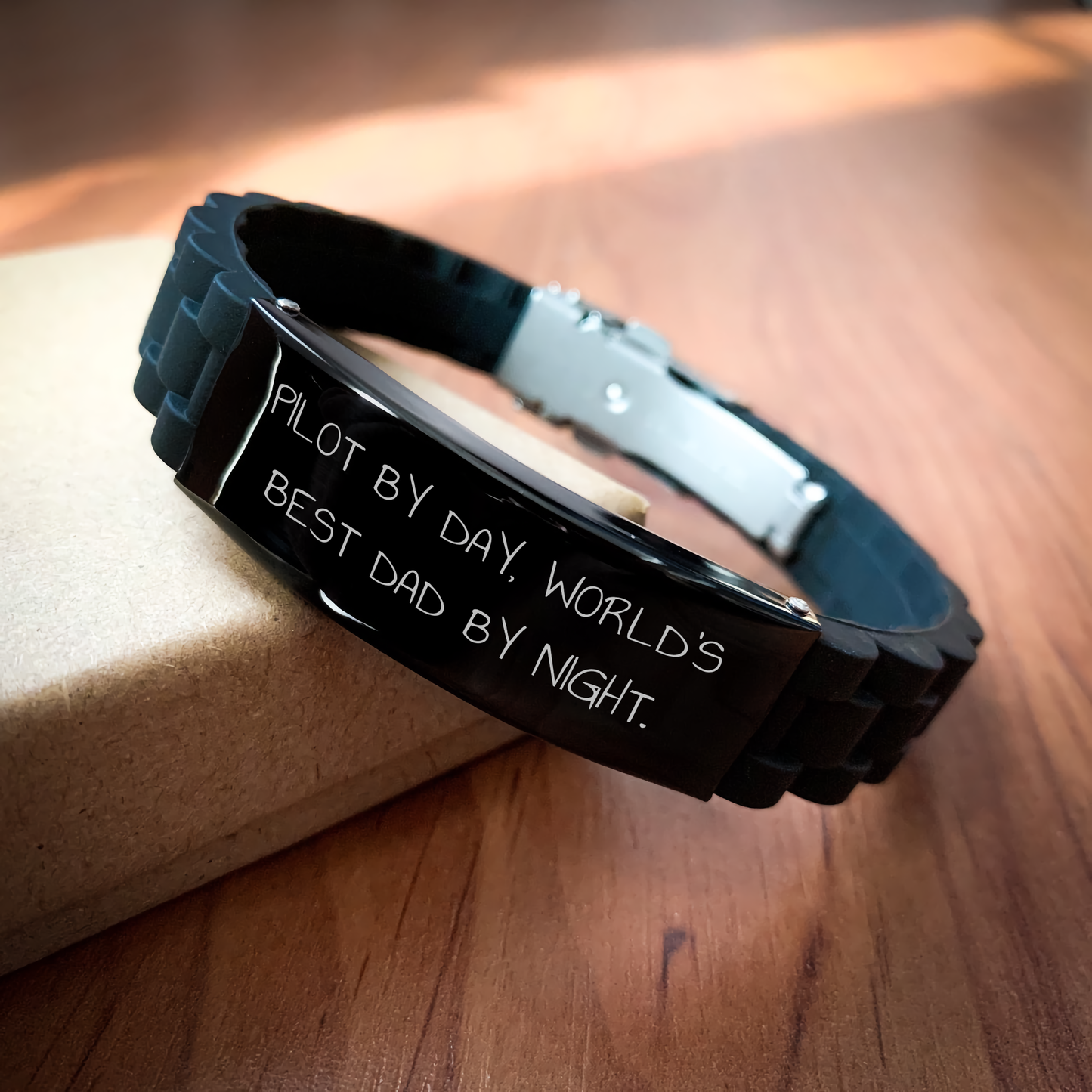 Pilot Gifts from Friends, Gifts for Pilot, Glide lock Clasp Bracelet, Funny Quote 'Pilot By Day, World's Best Dad By Night.' - Graduation Unique Gift - Image 2