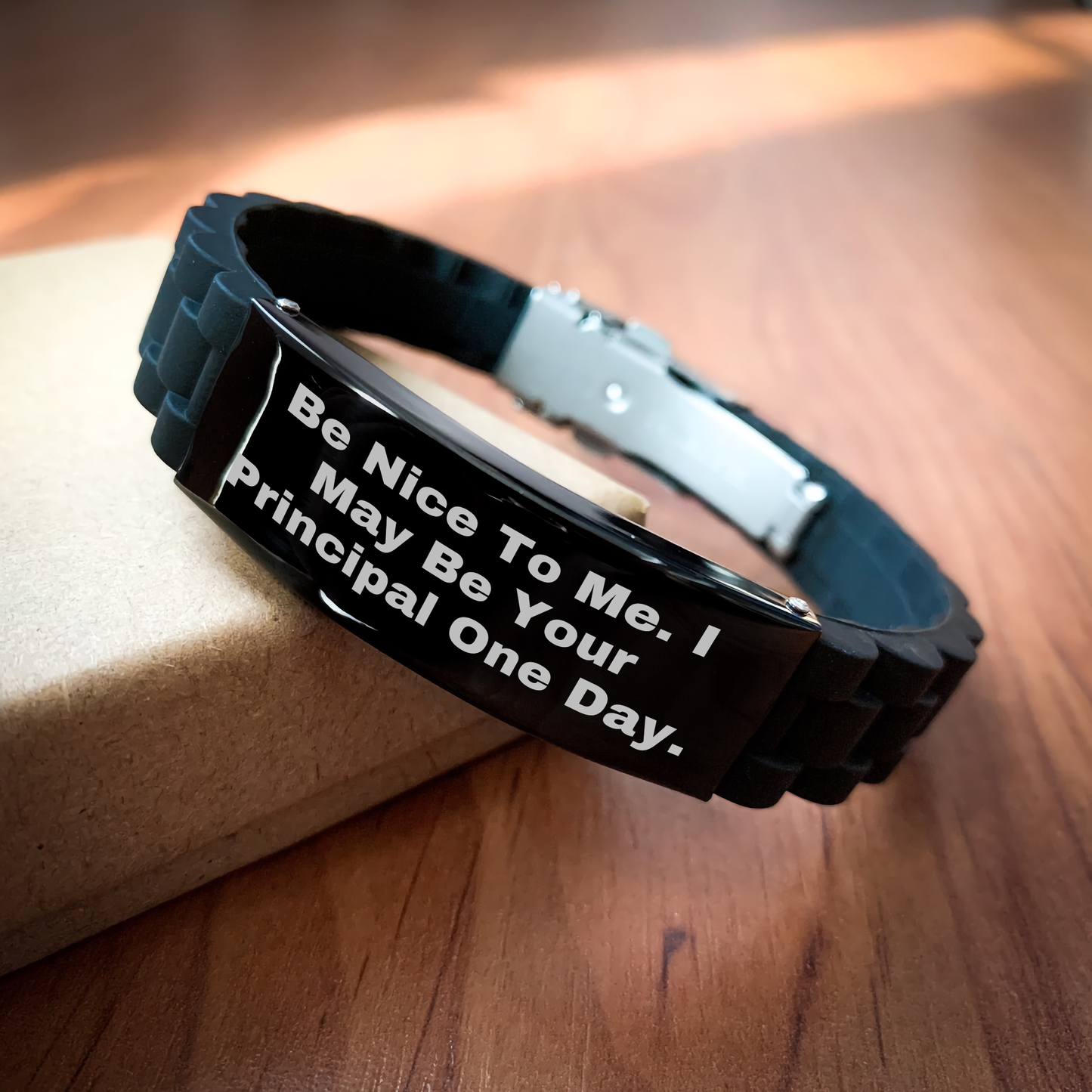 Funny Principal Gifts from Friends - Inspirational Glide lock Clasp Bracelet for Graduation 'Be Nice To Me. I May Be Your Principal One Day.' - Image 2