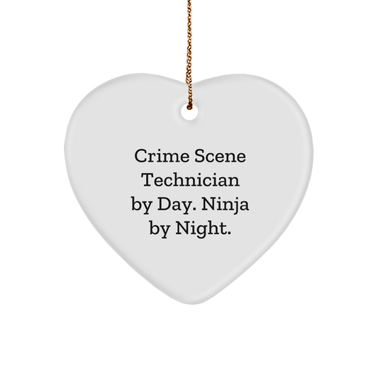 Crime Scene Technician Gifts from Friends, Crime Scene Technician By Day. Ninja By Night. Heart Ornament, Funny Christmas Unique Gifts for Crime Scene Technician - Image 1