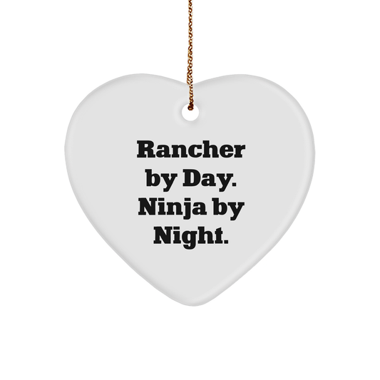 Rancher Gifts from - 'Rancher By Day. Ninja By Night.' Heart Ornament for Men, Friends, and Family - Unique Christmas Unique Gifts - Image 1