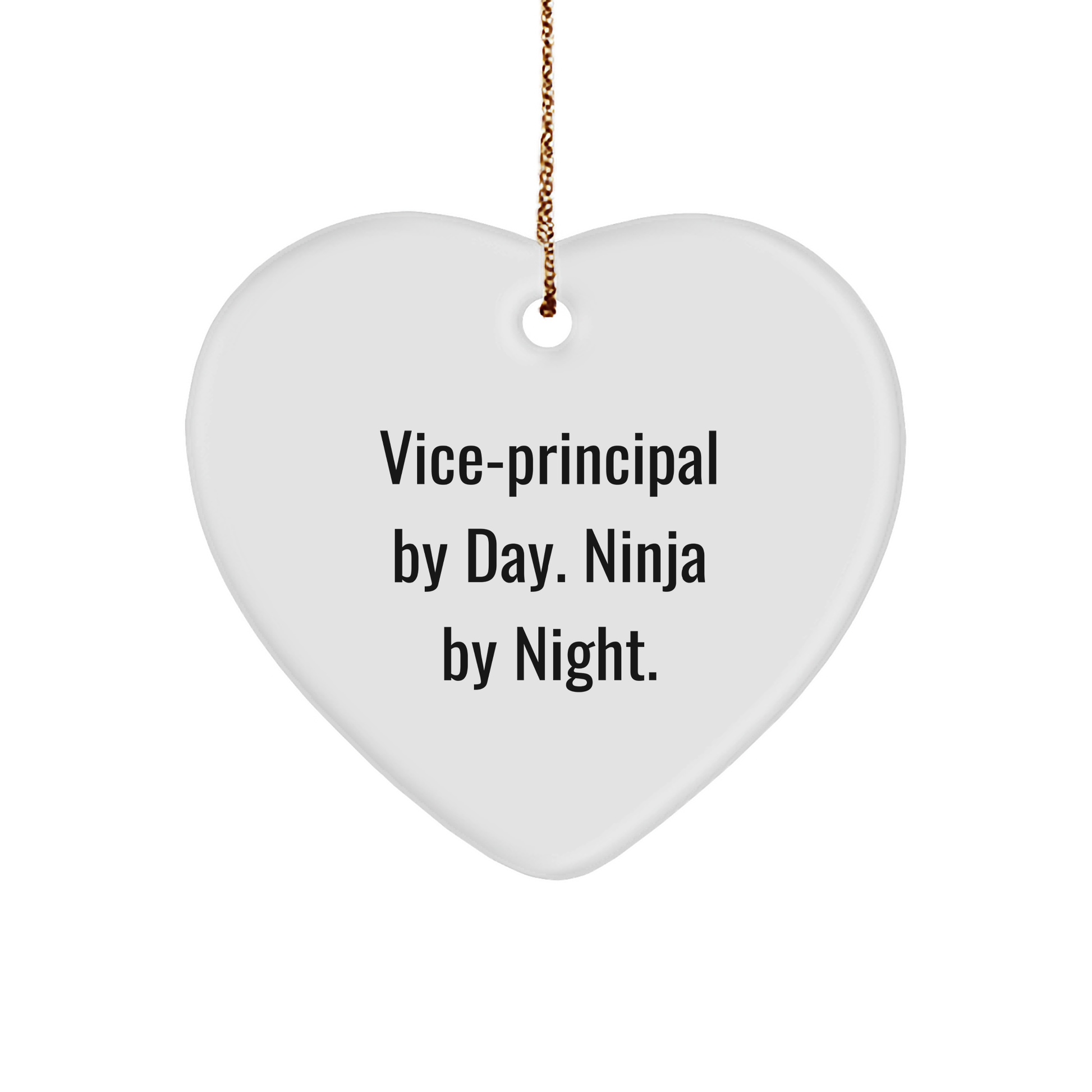 Vice-Principal Gifts for Men - 'Vice-Principal By Day. Ninja By Night.' Heart Ornament, White, Christmas Unique Gifts from Friends - Image 1