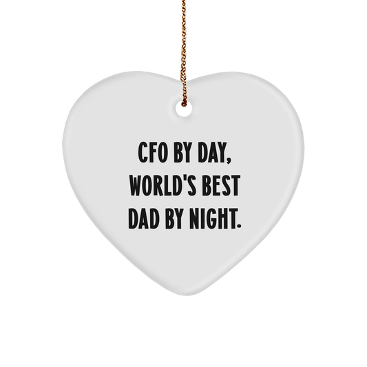 CFO Gifts by Day, Heart Ornament by Night, Funny Quote Christmas Decoration - Gifts from Men to CFO - Image 1