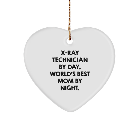 X-Ray Technician Gifts from Mom - Heart Ornament for X-Ray Technician By Day, World's Best Mom By Night. Christmas Unique Gifts - Image 1