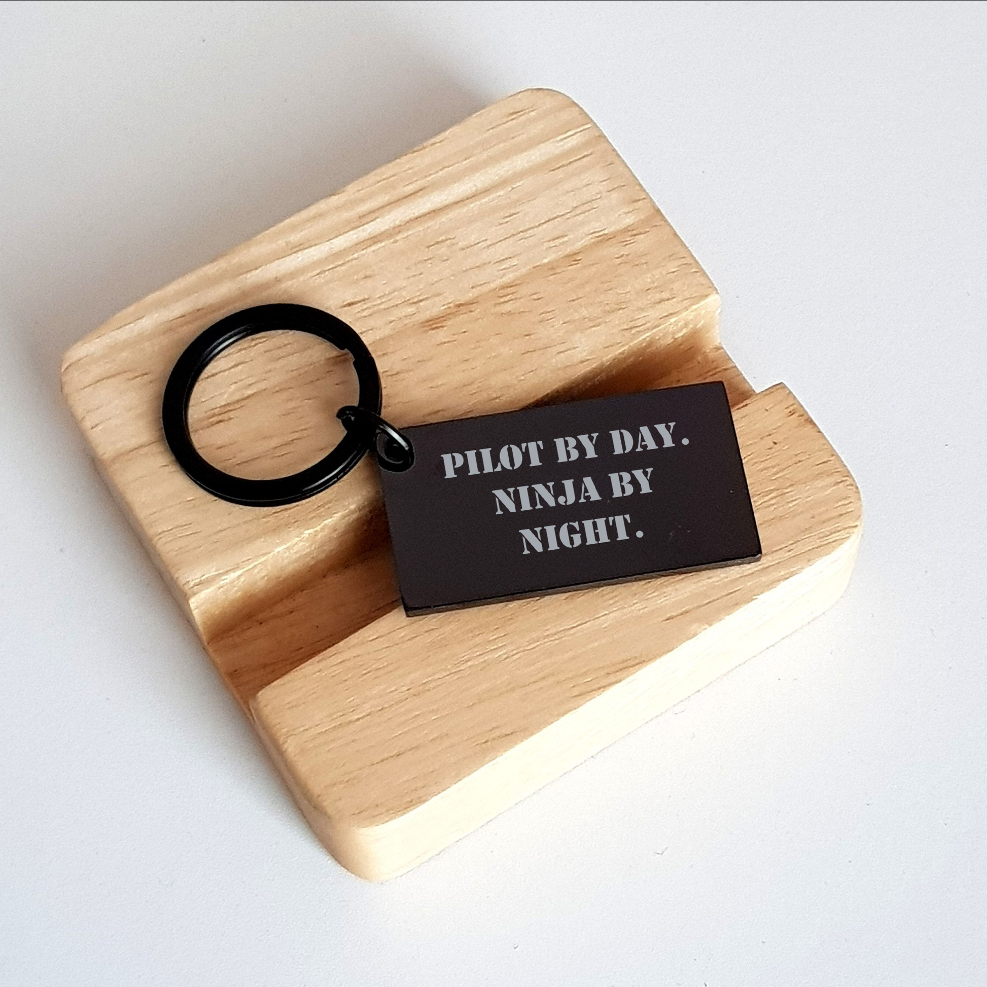 Pilot Gifts from Men - Pilot By Day. Ninja By Night. Keychain for Father's Day - Image 2