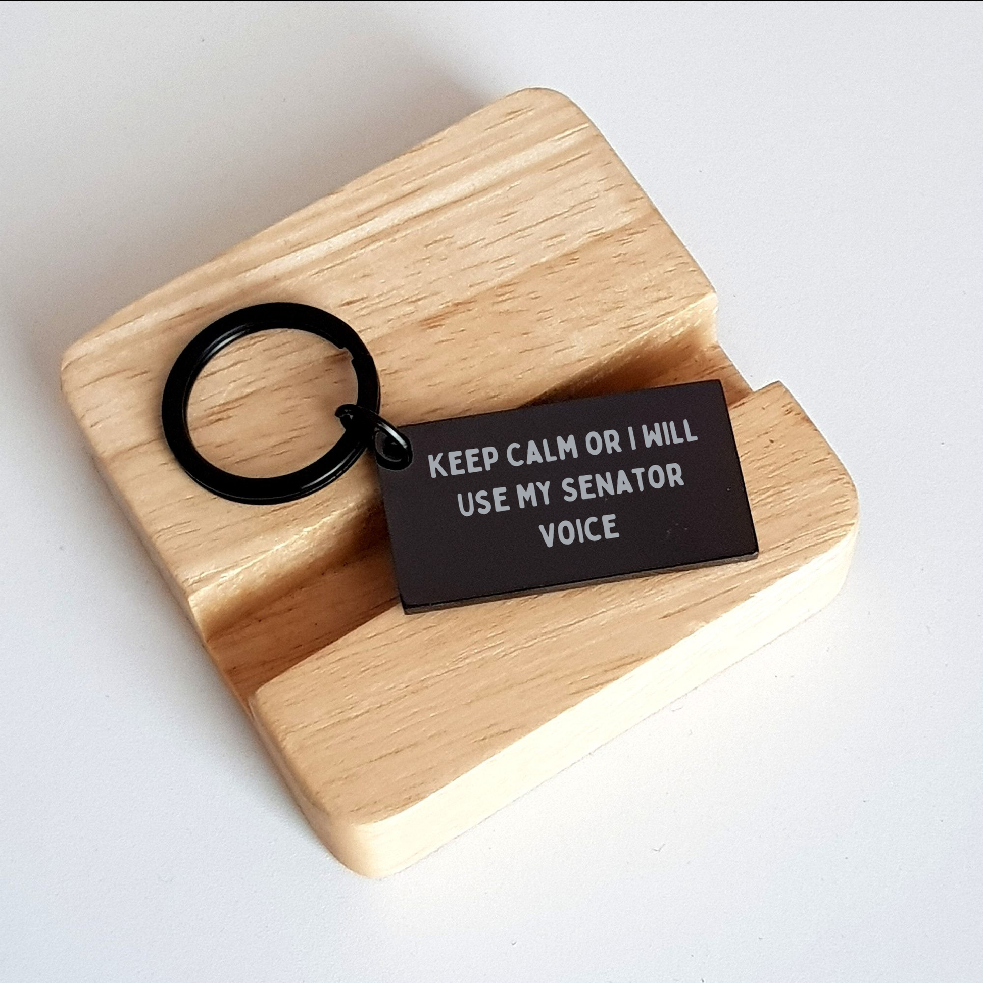 Senator Keychain Gift for Men, Funny Quote 'Keep Calm Or I Will Use My Senator Voice', Graduation Unique Gifts from Friends, Coworkers, or Family - Image 2