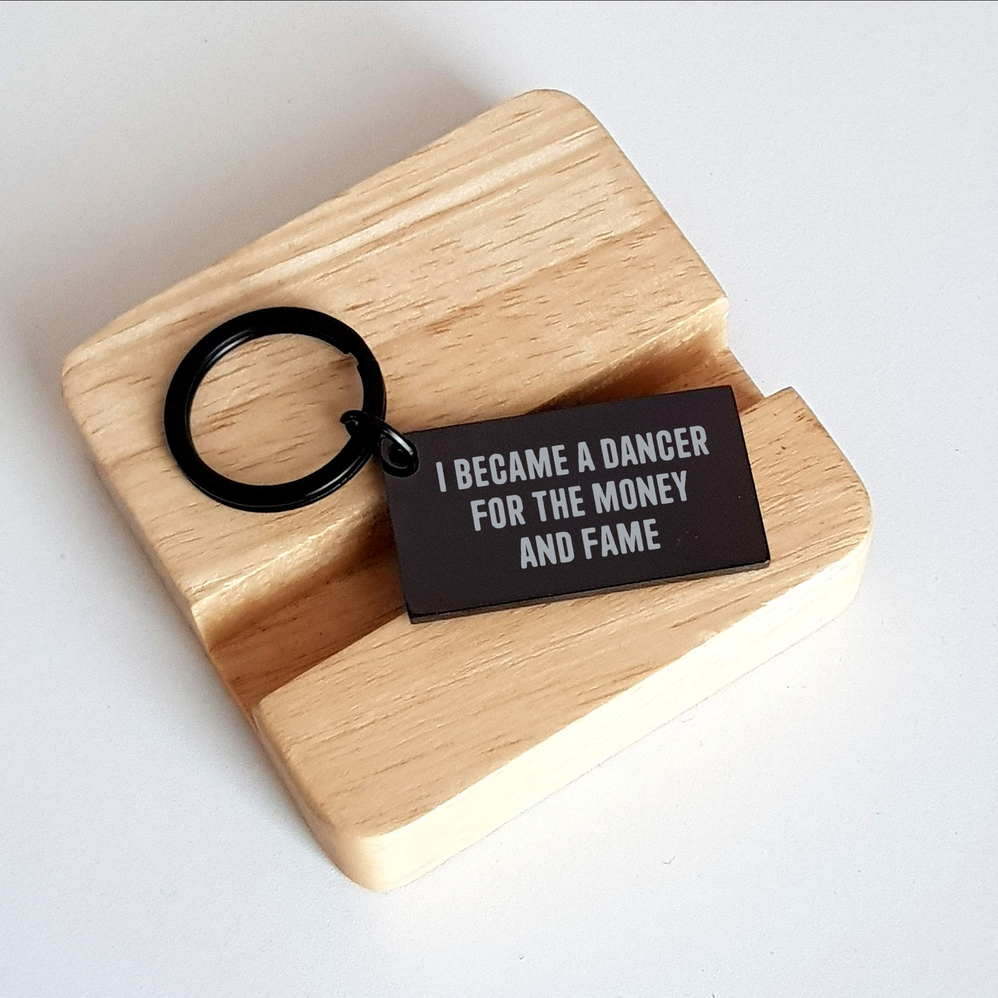 Funny Dancer Keychain Gifts from Friends for Graduation Dancer - 'I Became A Dancer For The Money And Fame' Engraved Stainless Steel Keychain - Image 2