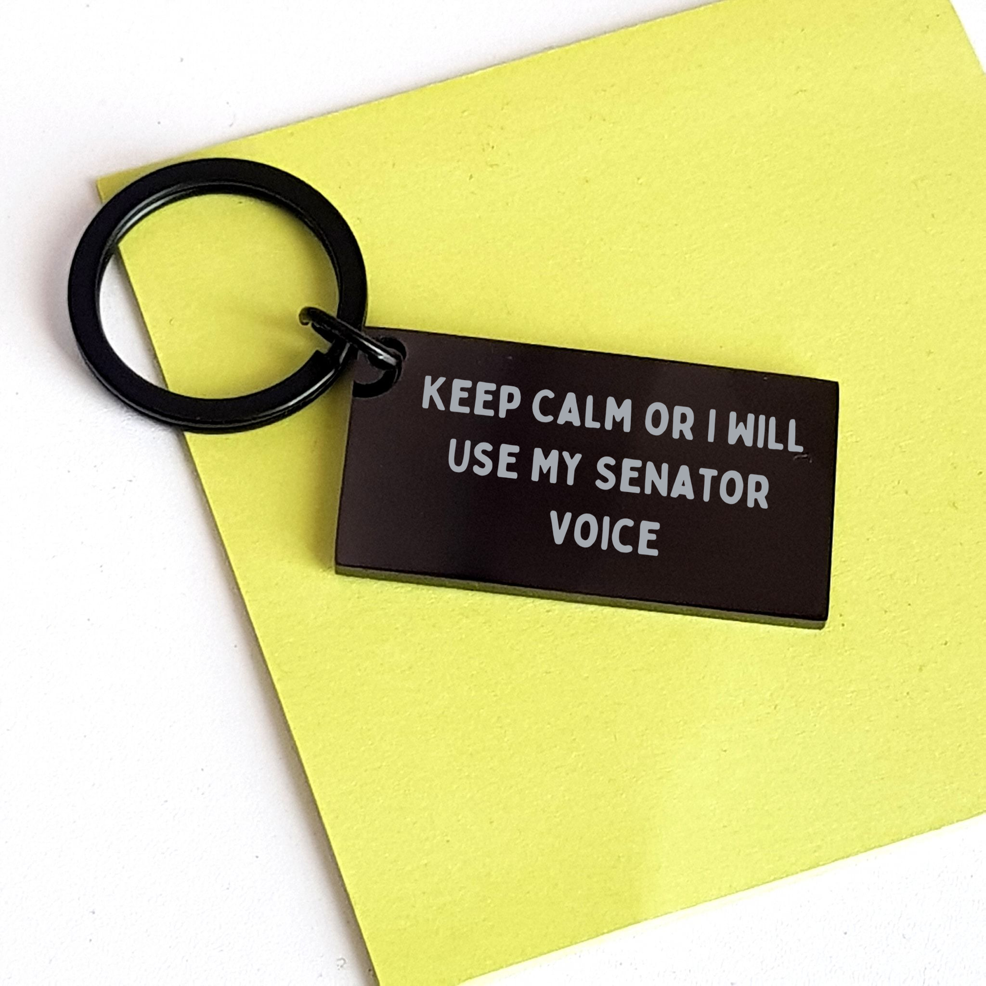 Senator Keychain Gift for Men, Funny Quote 'Keep Calm Or I Will Use My Senator Voice', Graduation Unique Gifts from Friends, Coworkers, or Family - Image 3
