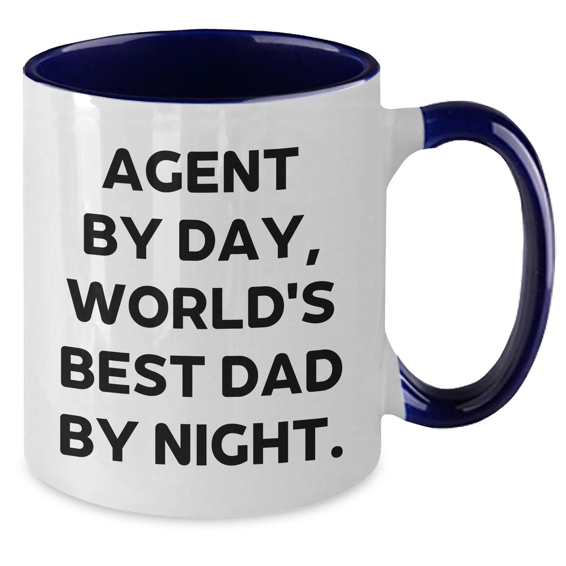 Agent By Day, World's Best Dad By Night - Funny Two Tone Coffee Mug Gifts from Men to Agent on Father's Day - Additional