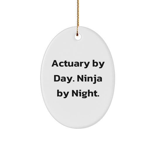 Actuary Gifts by Day, Ninja Gifts for Christmas - Oval Ornament - Image 1