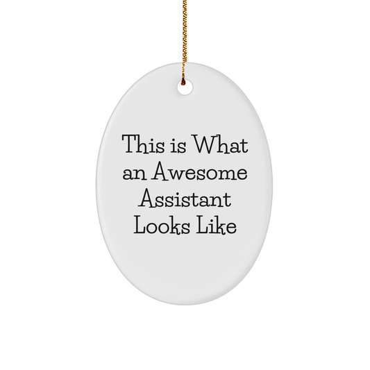 Funny Assistant Gifts from Men to Friends - This Is What An Awesome Assistant Looks Like Oval Ornament, White, 3.25" Tall - Image 1