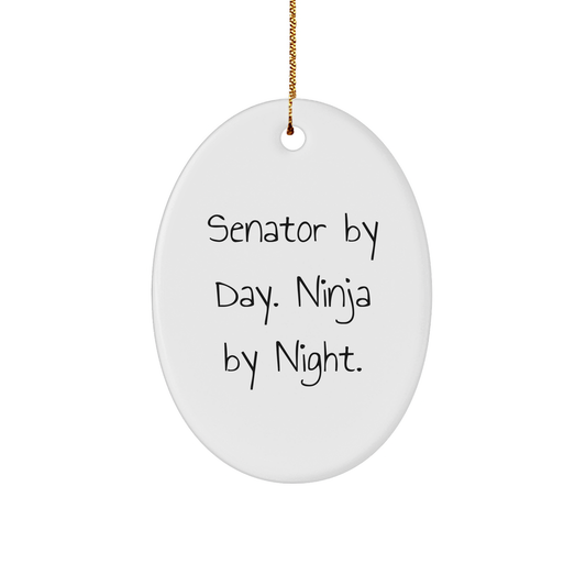 Senator Gifts from Friends - Oval Ornament with Funny Quote 'Senator By Day. Ninja By Night.' for Christmas Unique Gifts - Image 1