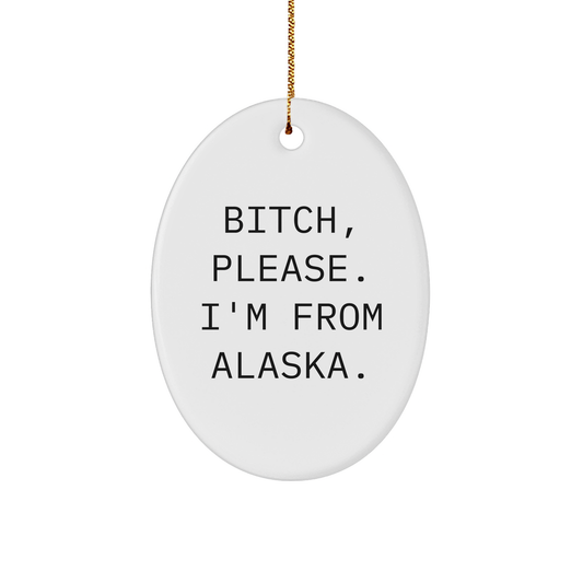 B-tch Please I'm From Alaska Oval Ornament Funny Gifts from Friends for Alaskan Lovers Alaska Christmas Unique Gifts for Home Decor Unique Holiday Presents for Alaskan Locals - Image 1