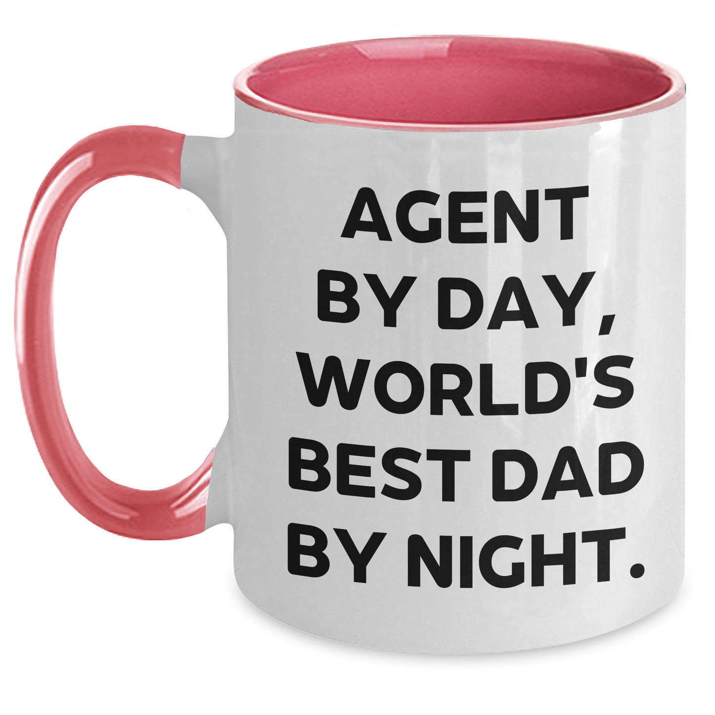 Agent By Day, World's Best Dad By Night - Funny Two Tone Coffee Mug Gifts from Men to Agent on Father's Day - Main
