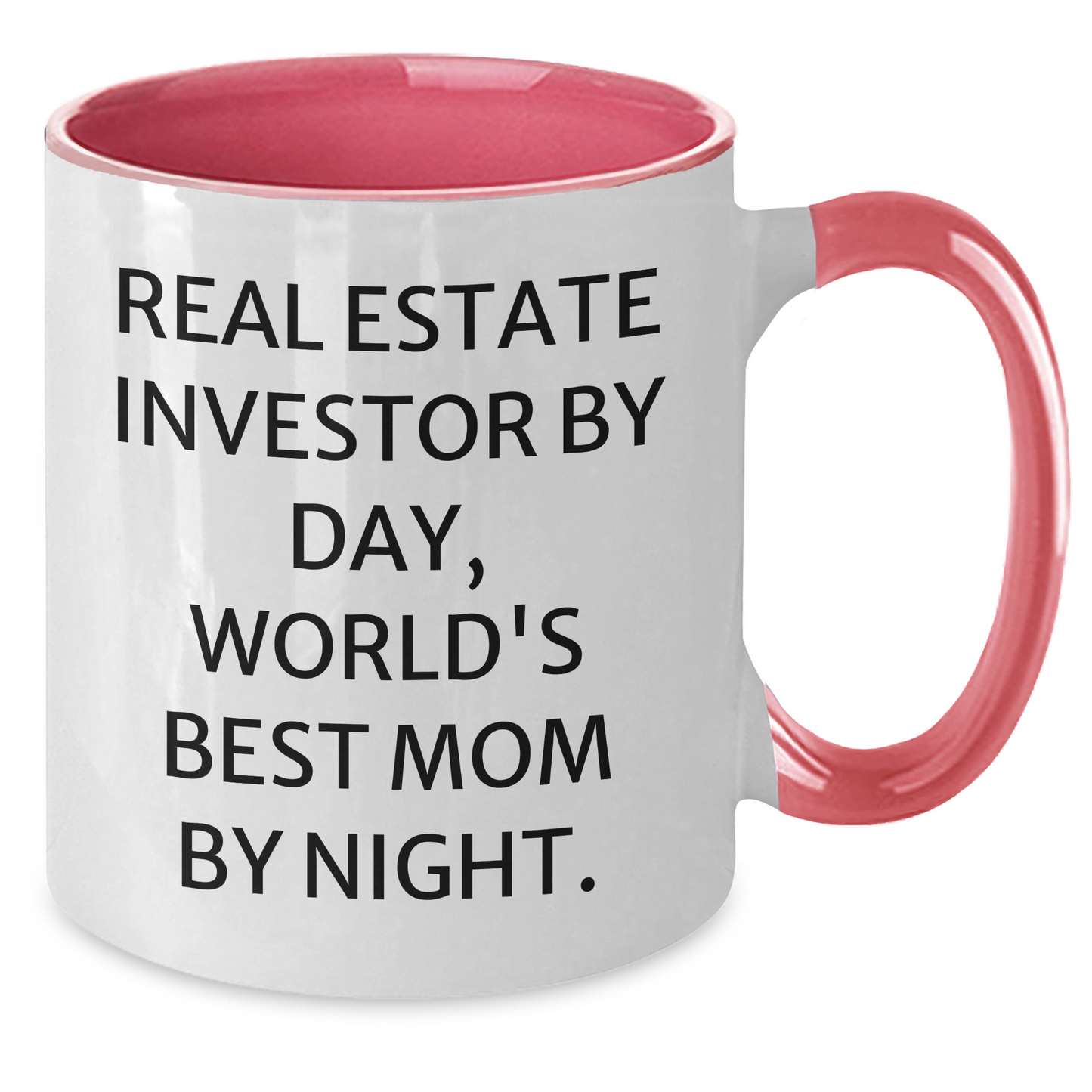 Real Estate Investor Gifts, Funny Quote Two Tone Coffee Mug, 'Real Estate Investor By Day, World's Best Mom By Night.' - Gifts from Mom to Real Estate Investor on Father's Day - Additional