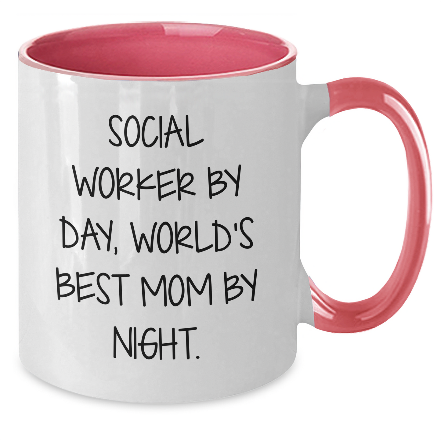 Social Worker Gifts - Funny Two Tone Coffee Mug - 'Social Worker By Day, World's Best Mom By Night.' - Gifts from Men to Social Worker on Father's Day - Unique Gift Ideas - Additional