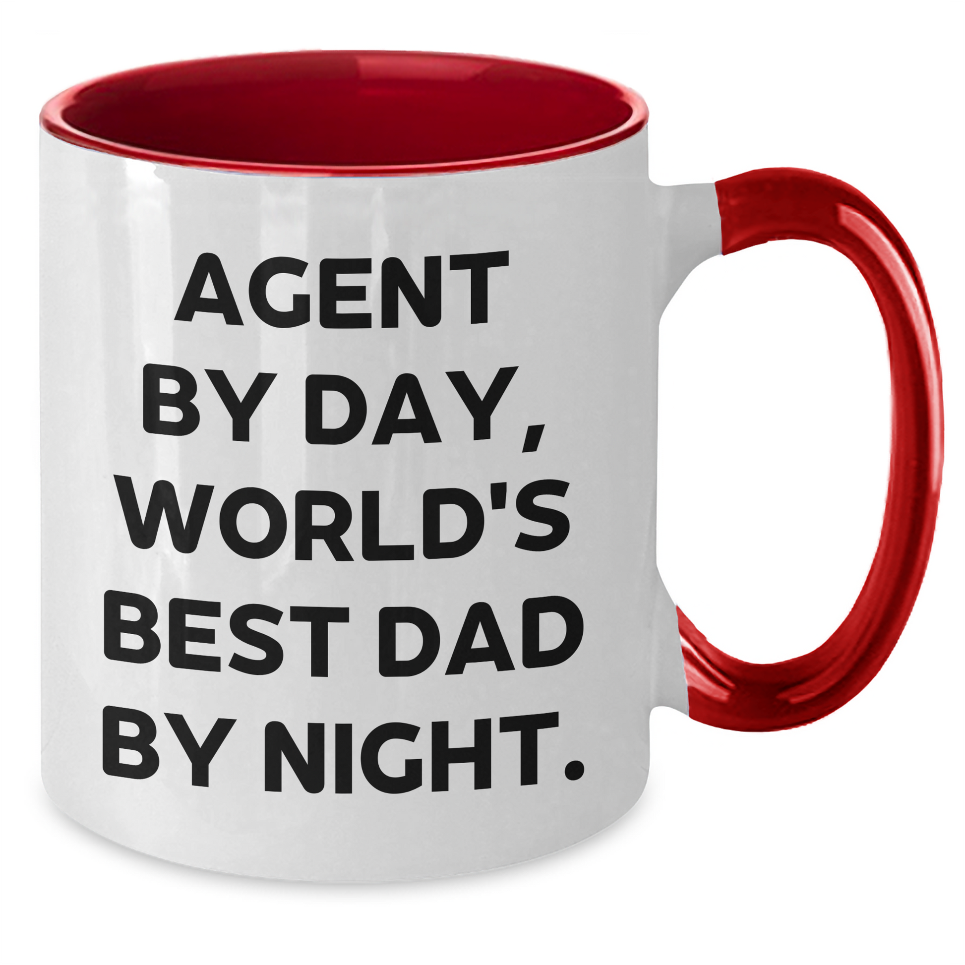 Agent By Day, World's Best Dad By Night - Funny Two Tone Coffee Mug Gifts from Men to Agent on Father's Day - Additional