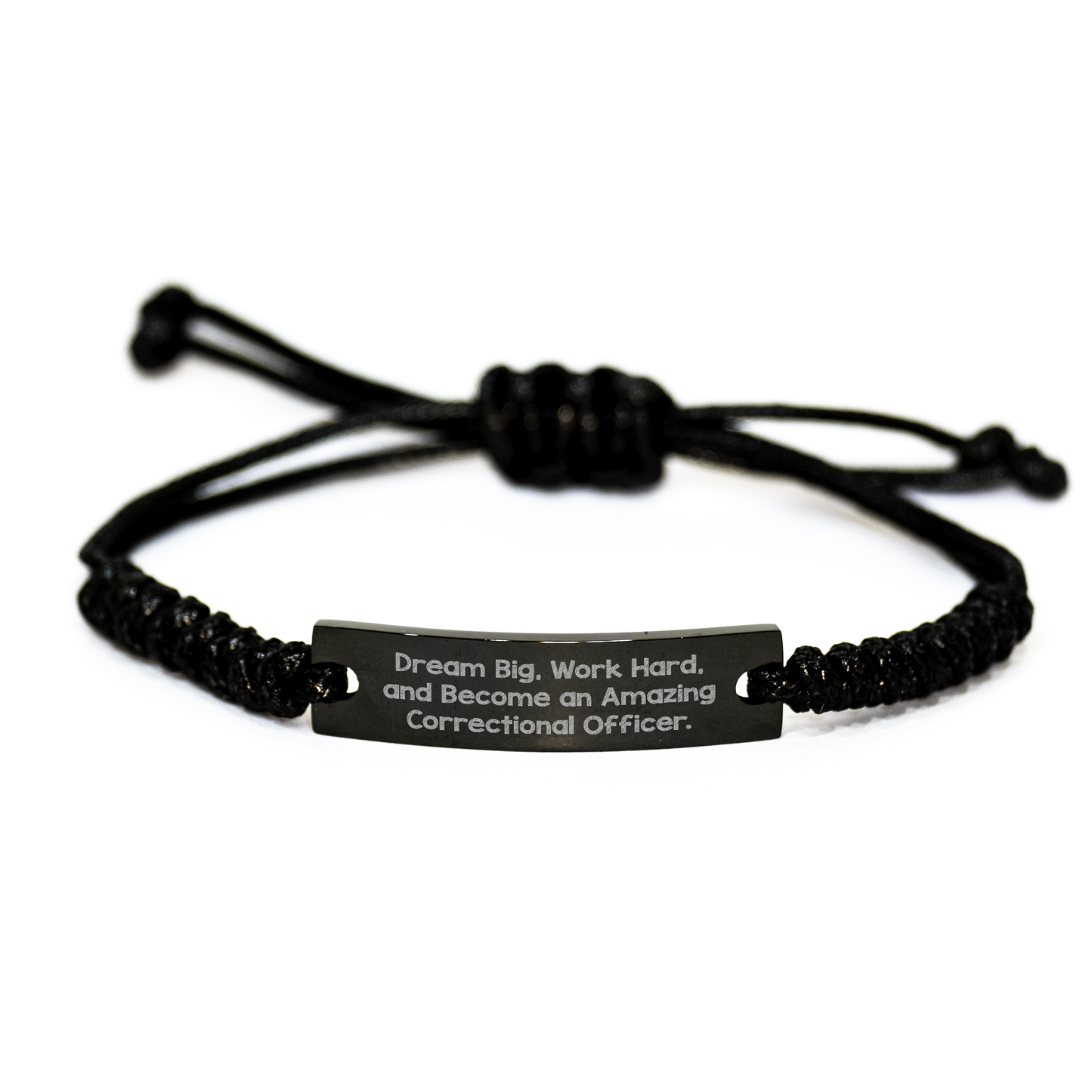 Inspirational Correctional Officer Rope Bracelet, Dreams Big, Work Hard Gifts for Correctional Officer, Gift from Friends, Unique Graduation Gift Ideas for Correctional Officer - Image 1