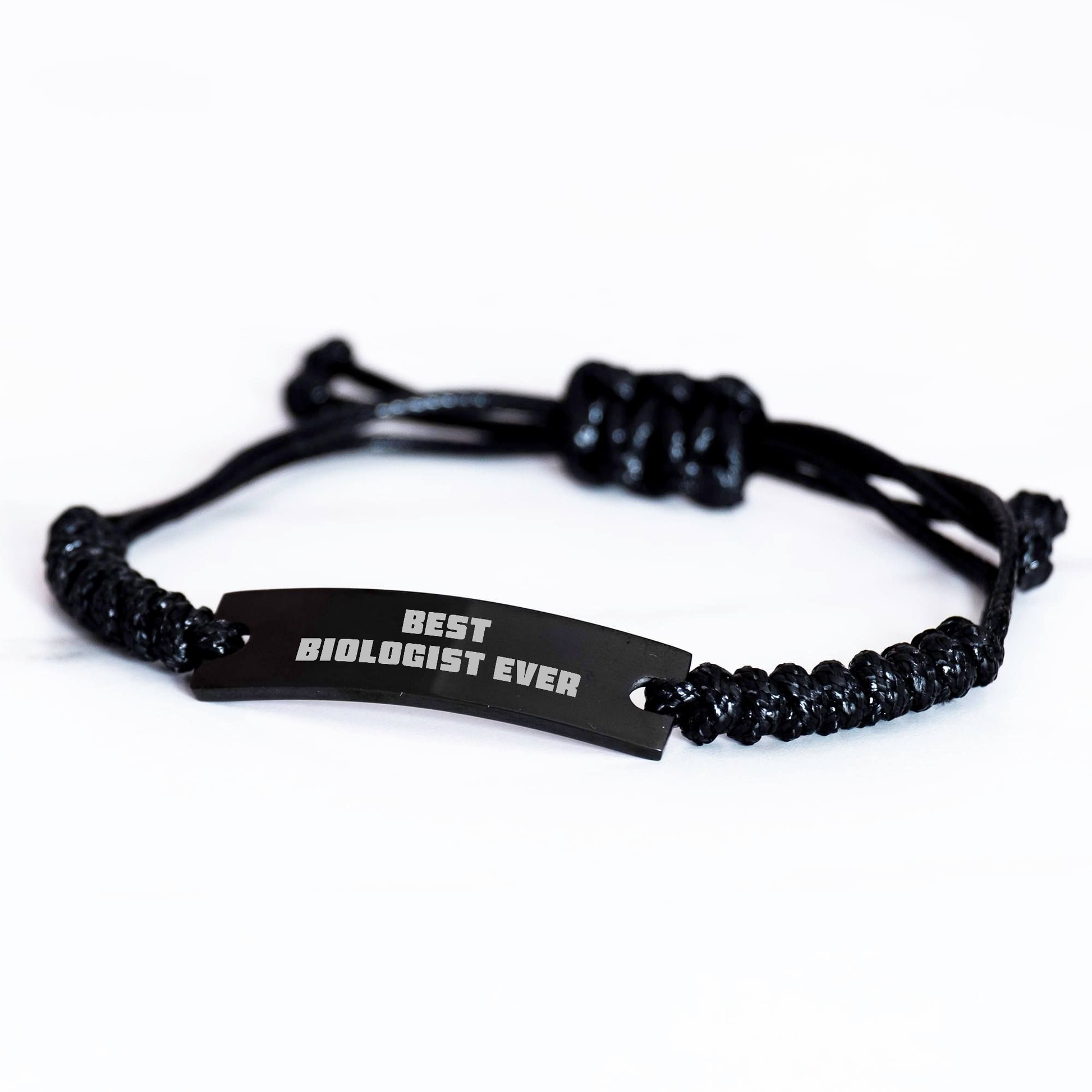 Funny Biologist Gifts from Friends to Graduating Biologist Ever - Adjustable Rope Bracelet, Best Quote Ever, Black Stainless Steel, Organza Bag - Image 2