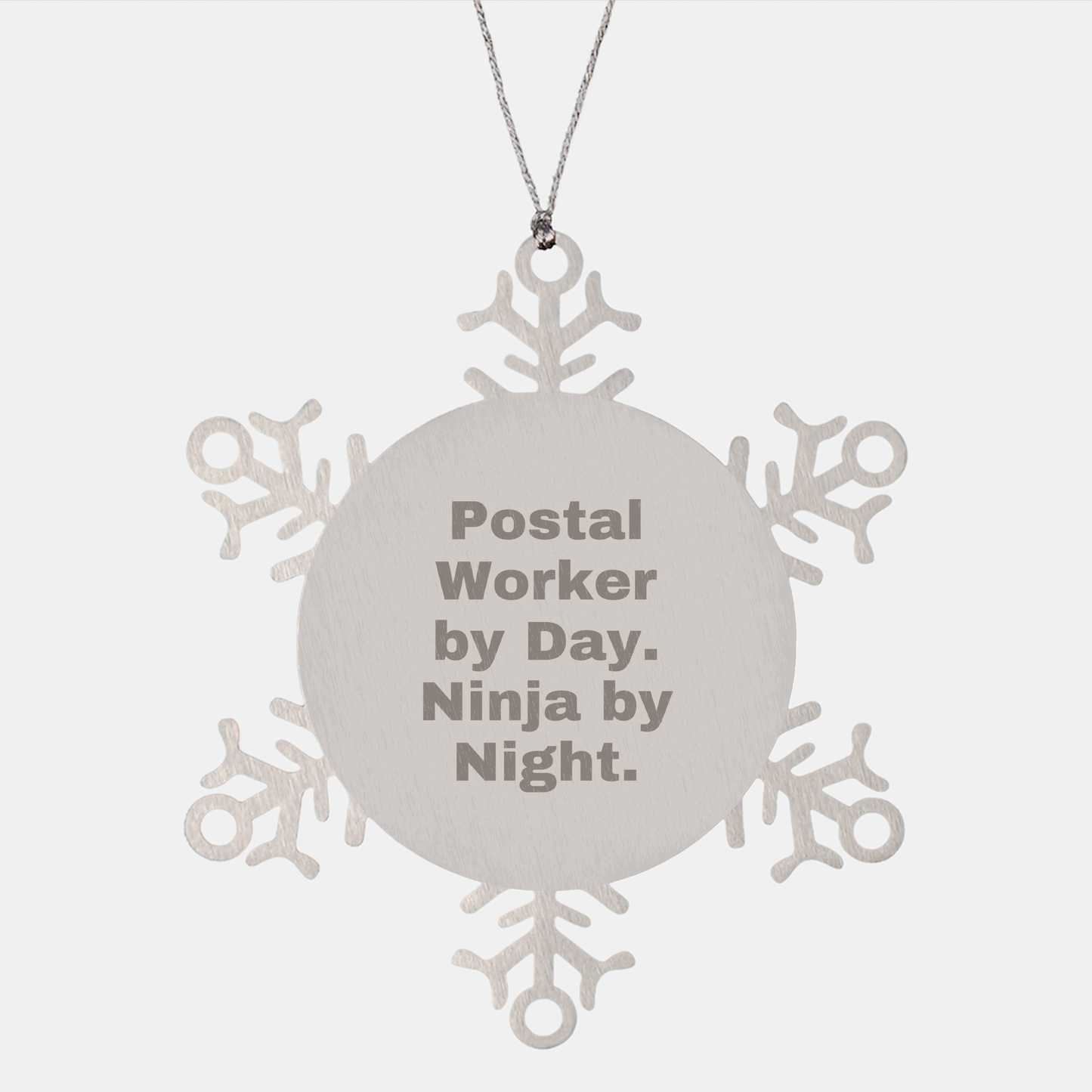 Postal Worker Gifts - Snowflake Ornament, 'Postal Worker By Day. Ninja By Night.' Quote, Premium Stainless Steel, Christmas Unique Gifts from Friends to Family - Image 1