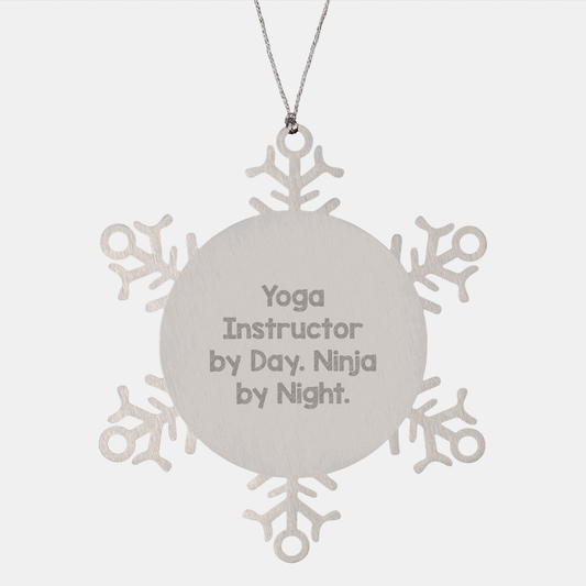 Yoga Instructor Gifts for Men, Snowflake Ornament from Friends, 'Yoga Instructor By Day. Ninja By Night.' Christmas Unique Gifts - Image 1