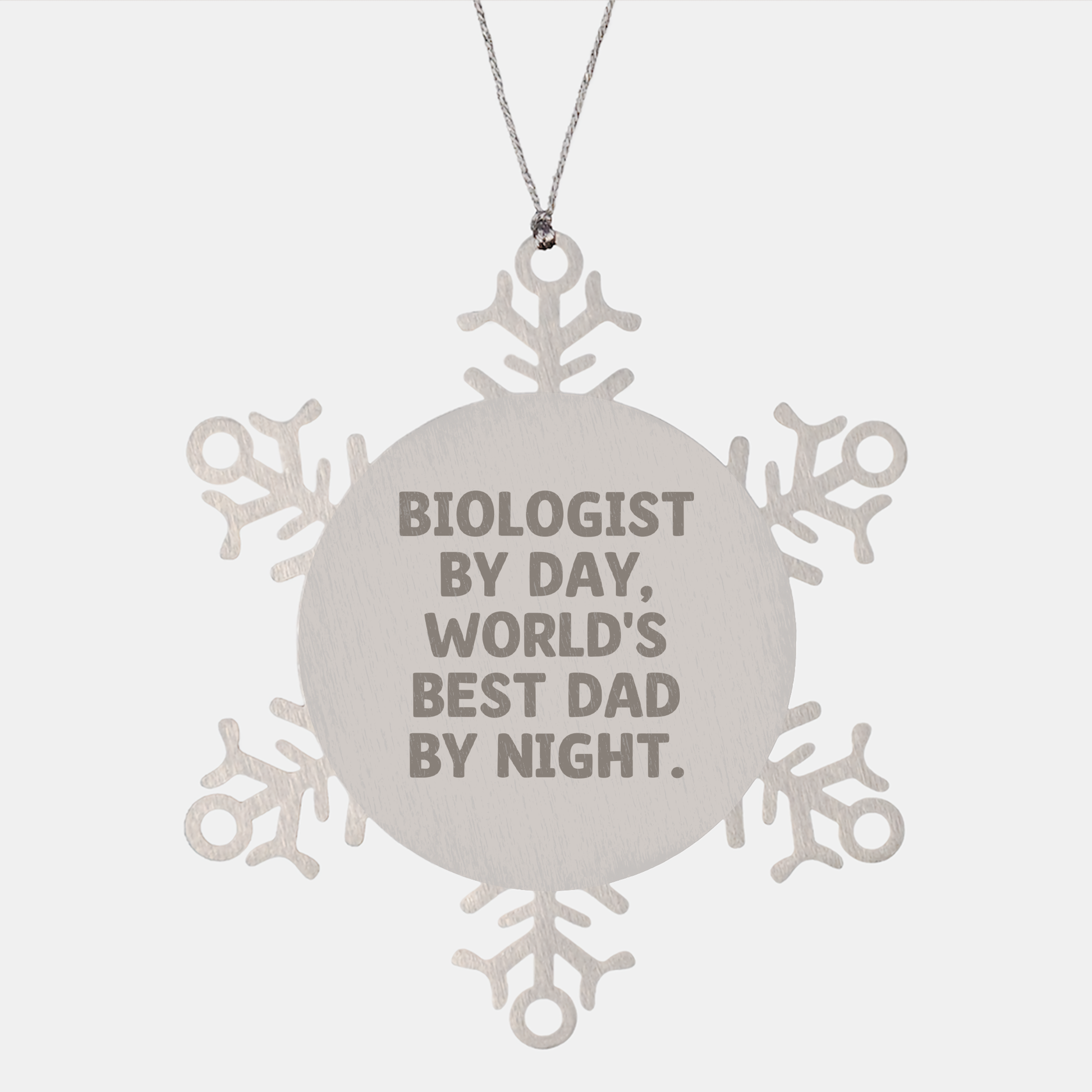 Funny Biologist Gifts Snowflake Ornament, Gifts from Dad, for Biologist by Day, World's Best Dad by Night, Christmas Unique Presents - Image 1