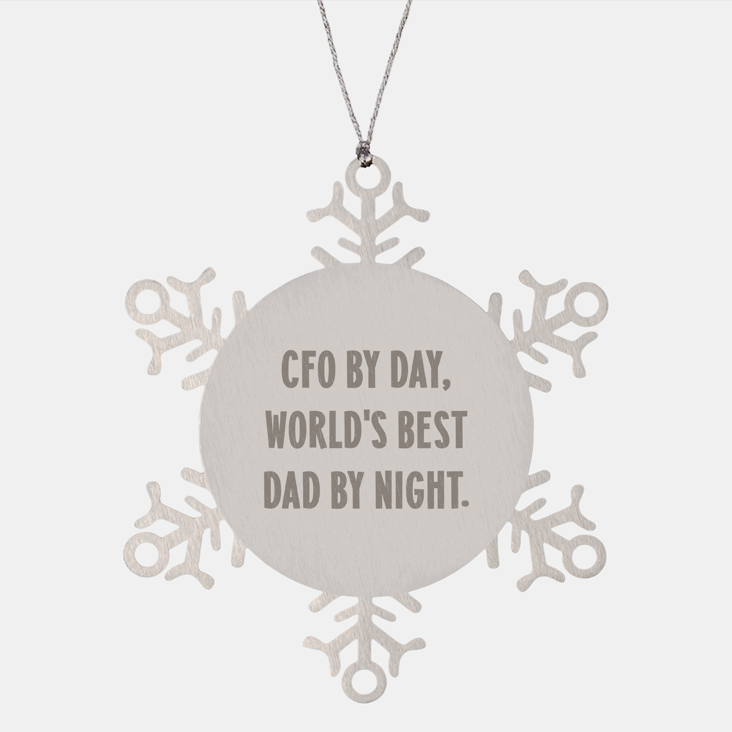 CFO Gifts from Men - Snowflake Ornament, Funny Quote, Christmas Unique Gifts for CFO By Day, World's Best Dad By Night. - Image 1