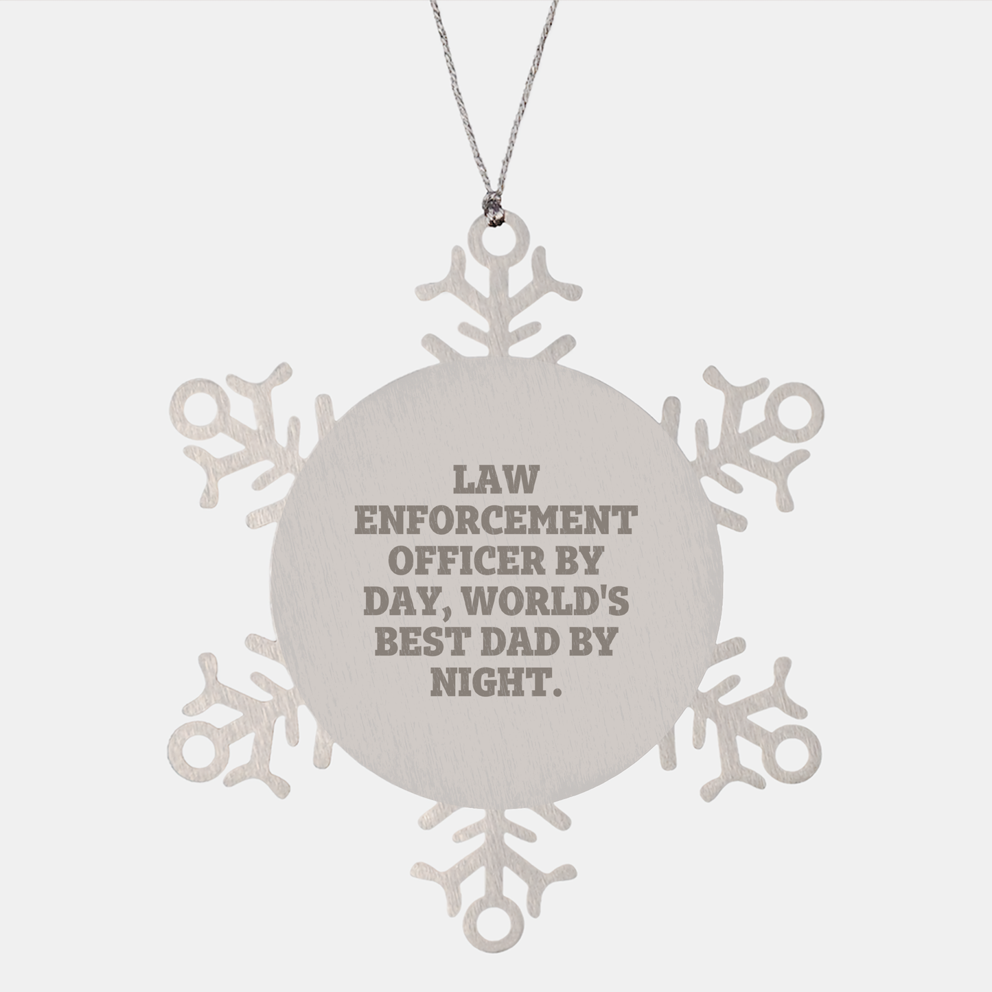Funny Law Enforcement Officer Gifts from Dad, Snowflake Ornament for Men by Day, World's Best Dad By Night Christmas Unique Gifts - Image 1