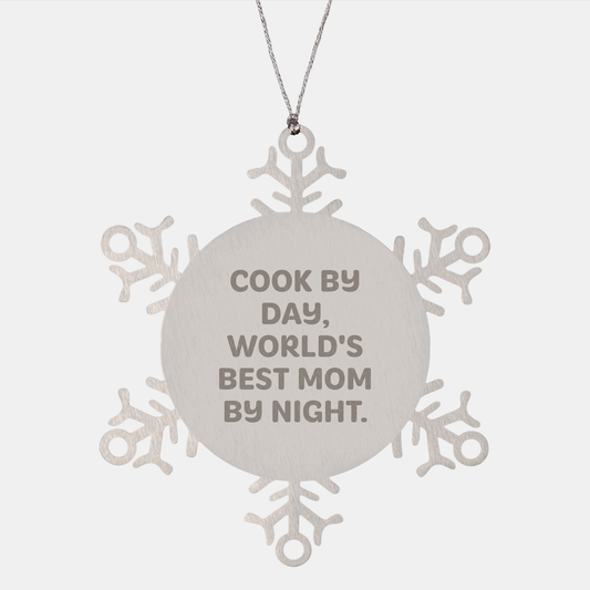 Cook By Day, Funny Snowflake Ornament Gifts from Mom, For Cook Enthusiasts on Christmas - Image 1
