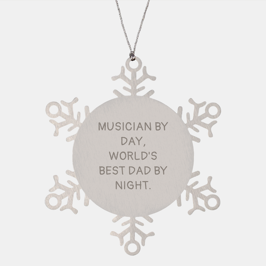 Musician Gifts from Dad - Funny Snowflake Ornament for Christmas - Image 1