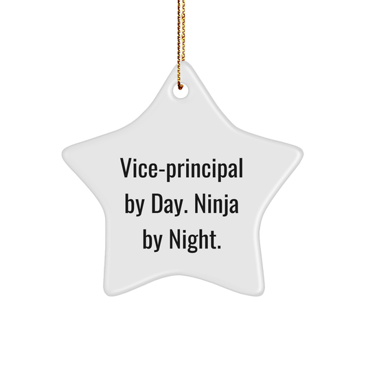 Vice-Principal Gifts, Funny Star Ornament, 'Vice-Principal By Day. Ninja By Night.' Christmas Decorations for Men, Friends, Family, and Coworkers - Image 1